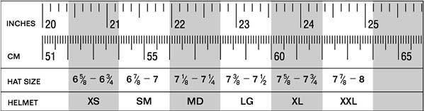 Simpson Outlaw Bandit Size Chart