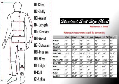 detailed sizing chart